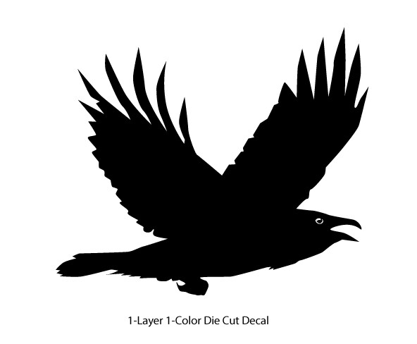 Wildlife - Birds - Flying Raven/Crow Decal - 6Yrs Outdoor Vinyl Die-Cut Sticker gallery