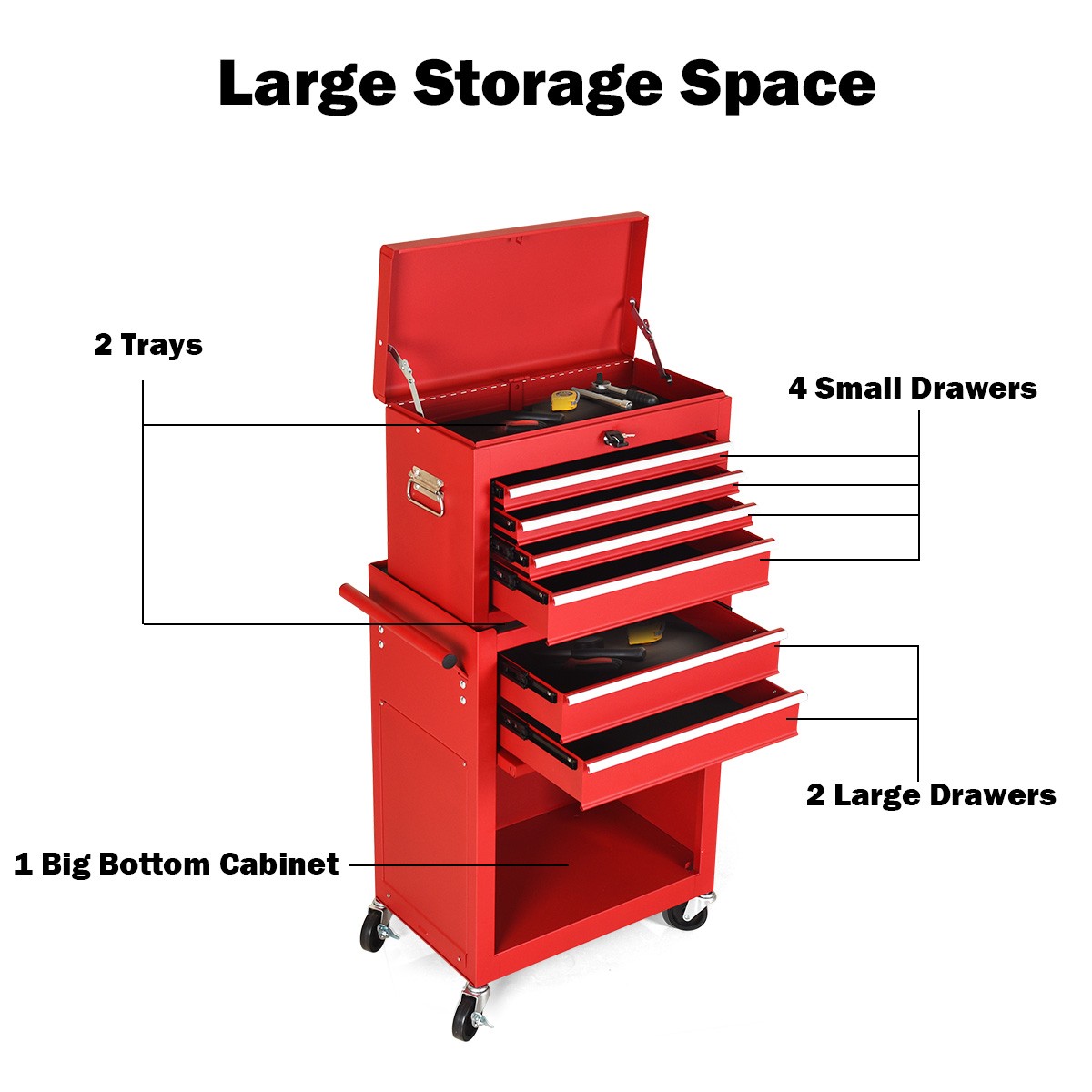 2 PCS Rolling Tool Cabinet Storage Chest Box Garage Box Organizer w/ 6 Drawers gallery