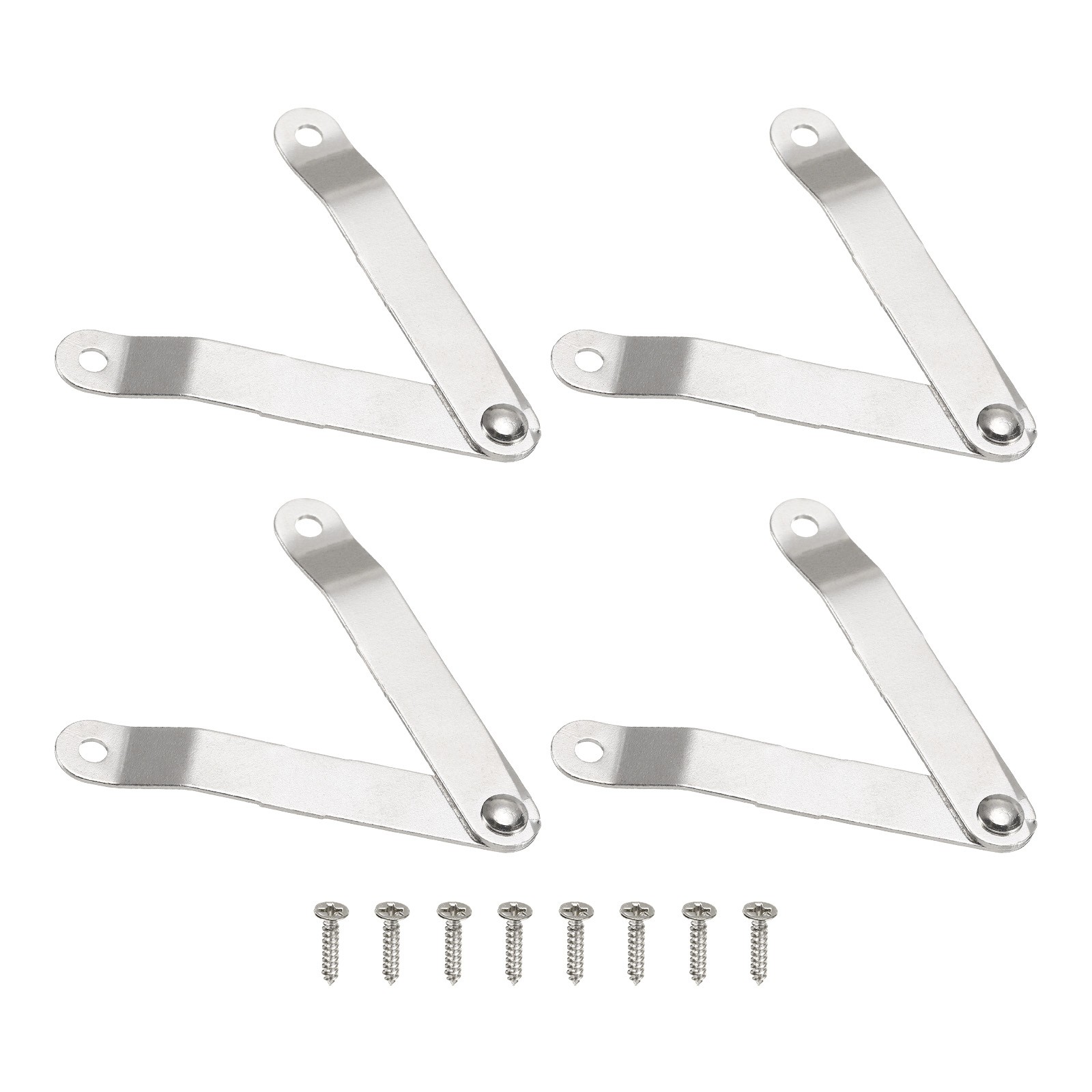 4pcs Lid Folding Support Hinges Silver(Folded L 2.6"/65mm, Plate W 0.4"/10mm) gallery