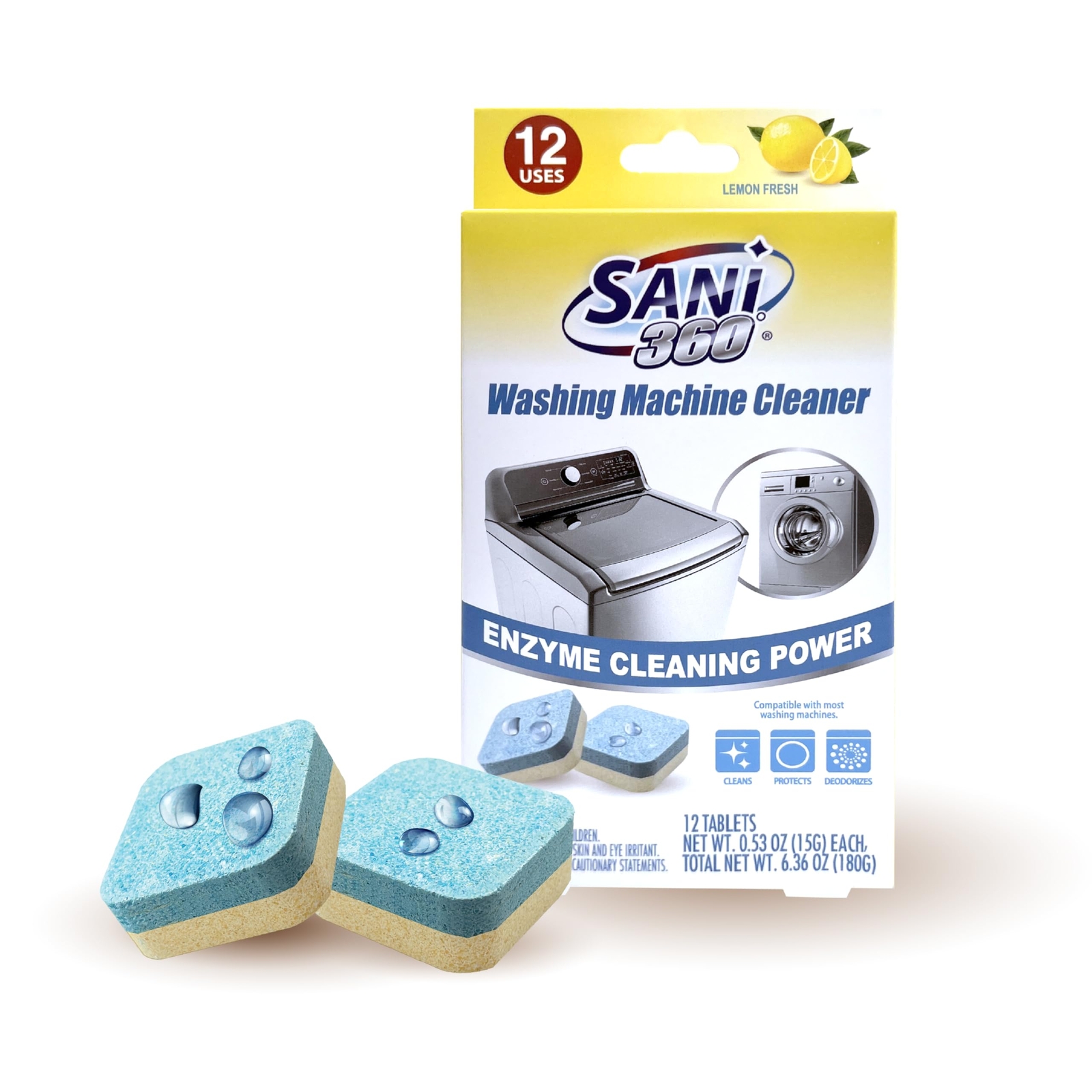 SANI 360° Washing Machine Cleaner, 12 Month Supply is Formulated with Enzyme,... gallery