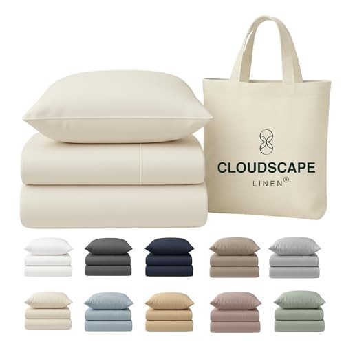 CLOUDSCAPE 100% Egyptian Cotton Sheets Size - Extra Deep Pocket Twin 03. Ivory gallery