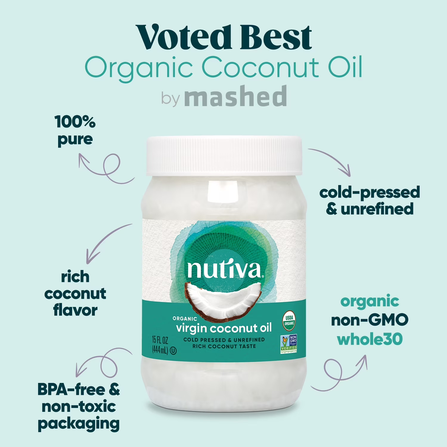 Nutiva Organic, Cold-Pressed, Unrefined, Virgin Coconut Oil from 15 Fluid Ounces gallery