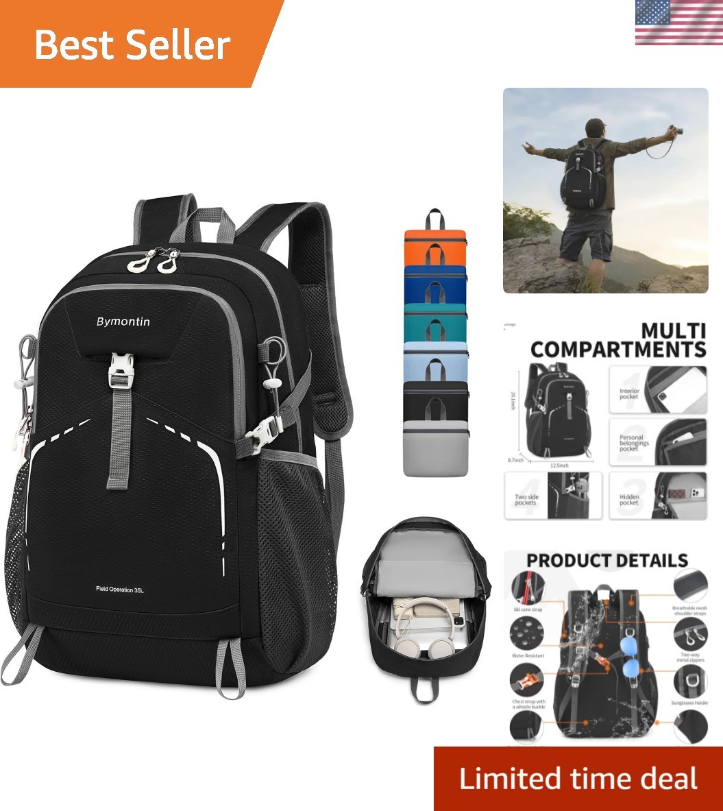 35L Lightweight Packable Backpack – Durable Foldable Daypack for Travel, Hiki…