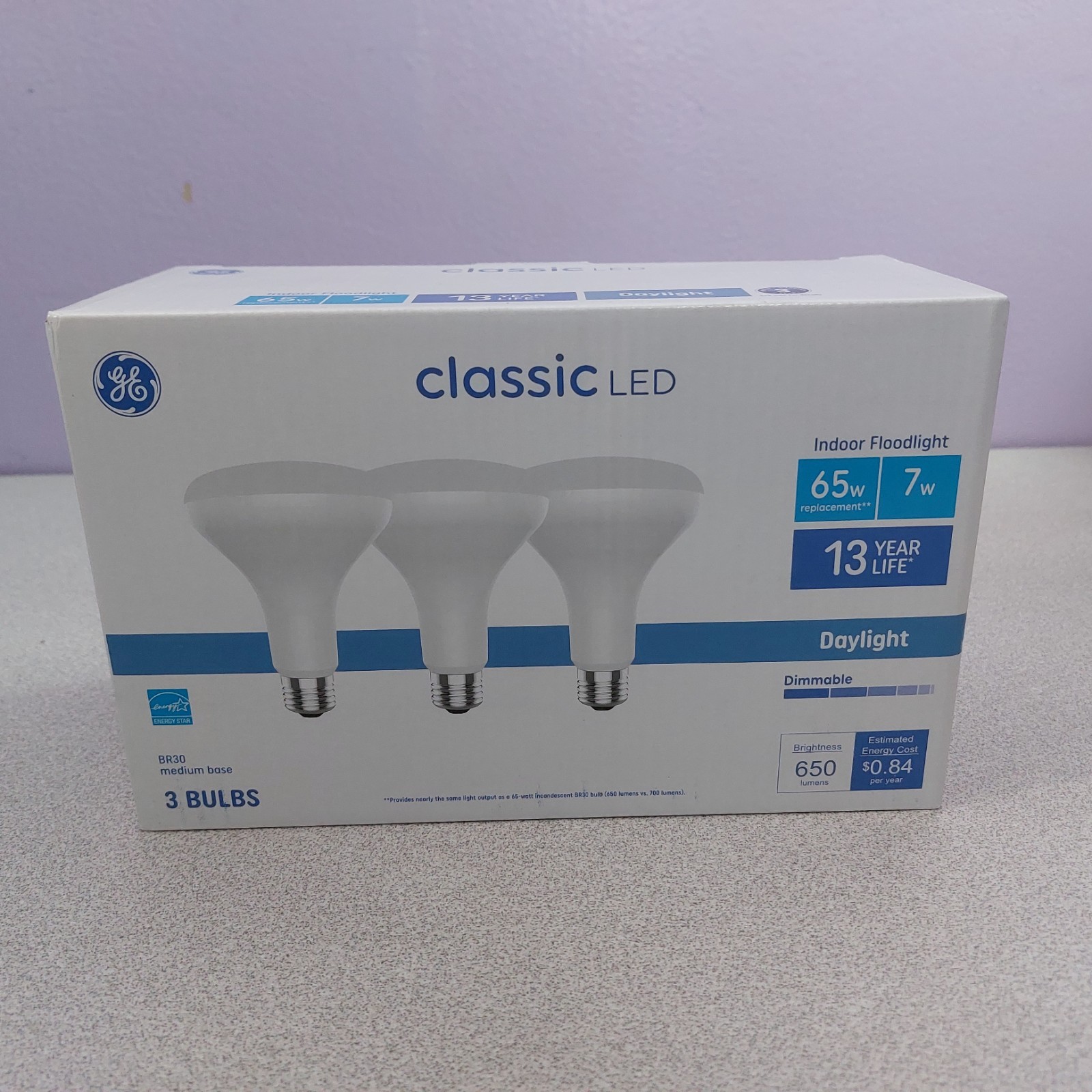 Lot 3 GE LED Light Bulb Classic 7W 65W BR30 Medium 93131014 Daylight Flood NEW gallery