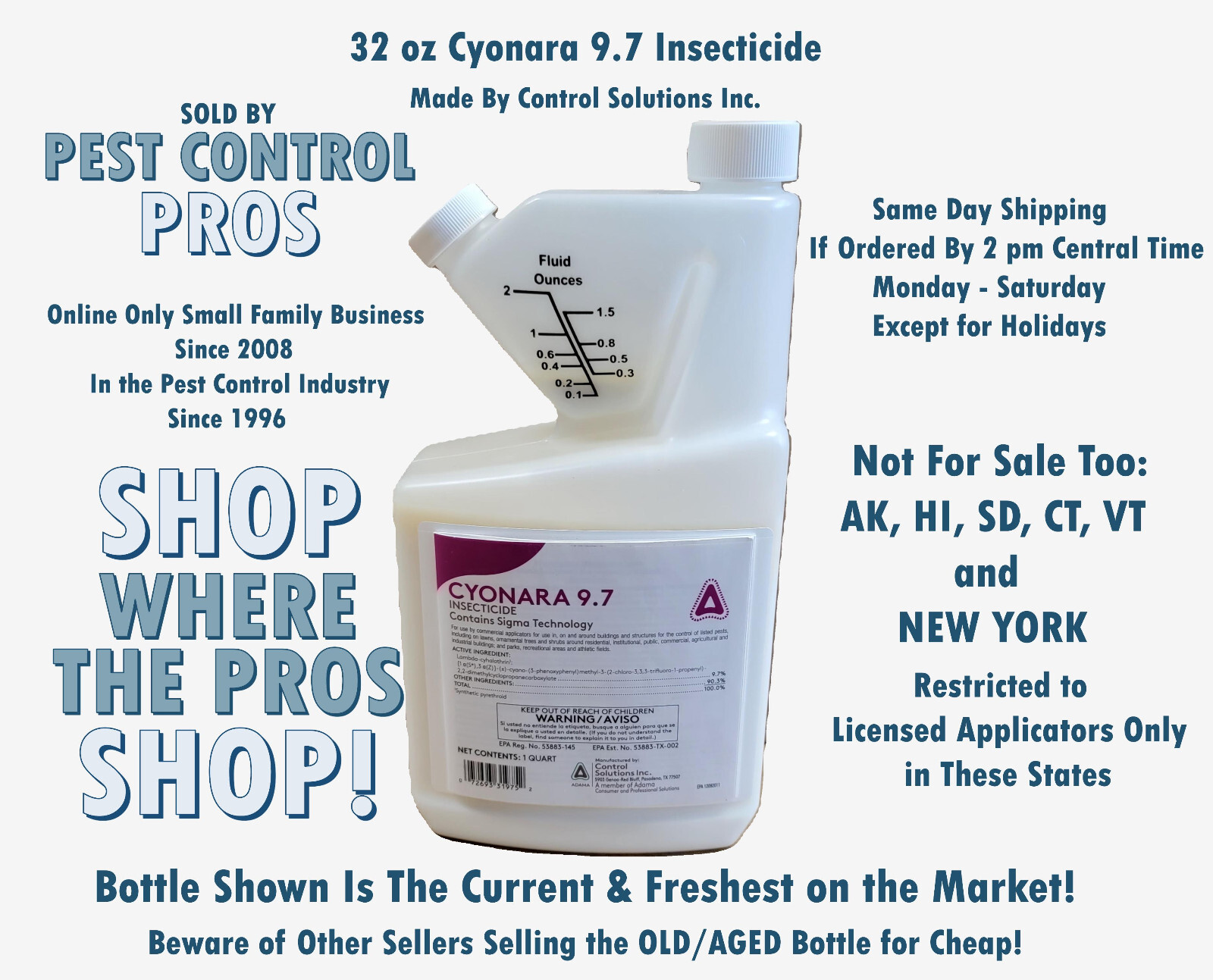 32 oz Cyonara Insecticide Pest Insect Control Ants Roach Fleas stink bugs etc gallery