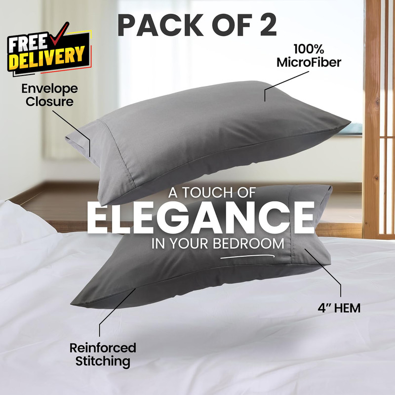 Pillow Cases Queen Size 2 Pack Soft Brushed Microfiber Envelope Closure..... gallery