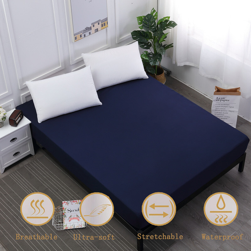 Navy Blue Waterproof Mattress Protector Cover 18" Deep Fitted Sheet All Size gallery