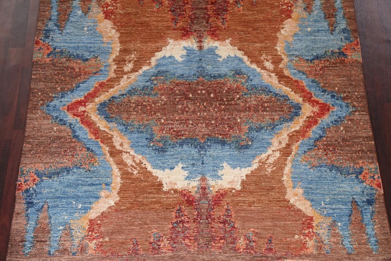 Modern Rust Wool Abstract Oriental Area Rug Hand-made Contemporary Carpet 6x8 gallery
