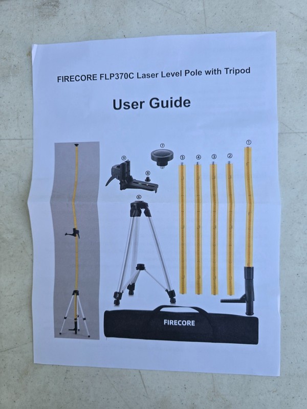 FIRECORE 12FT Laser Level Pole with Tripod gallery
