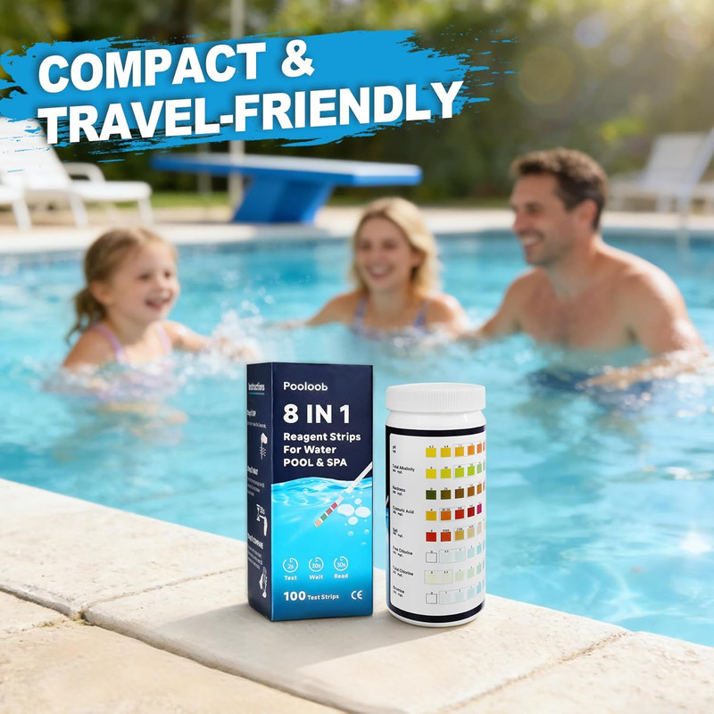 8-In-1 Pool and Spa Test Strips, 100 Count Water Testing Kit for Saltwater & Chl gallery