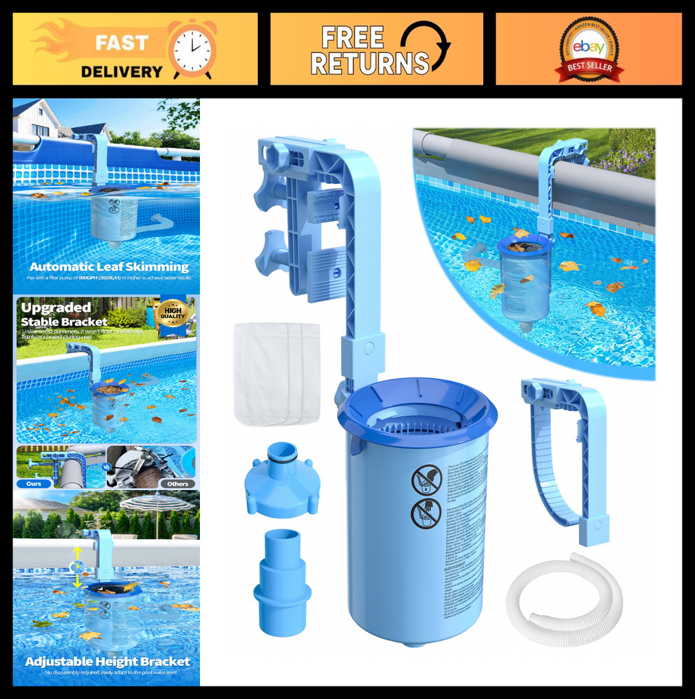 Above Ground Pool Surface Skimmer with 3 Filter Socks, Wall Mount & Floating Des