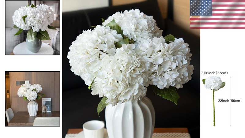 Durable Faux Hydrangea Bouquets - Perfect for Weddings & Home Decor (4 Pack) gallery
