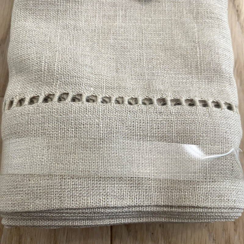 Pottery Barn Hemstitch Table Runner 16" x 108" Natural Tan Color Linen New gallery