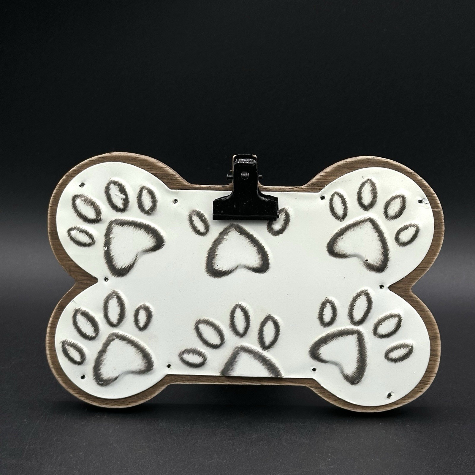 Hobby Lobby Dog Bone Paw Print Photo Clip Holder Wood Easel Stand 5 X 7 Inches gallery