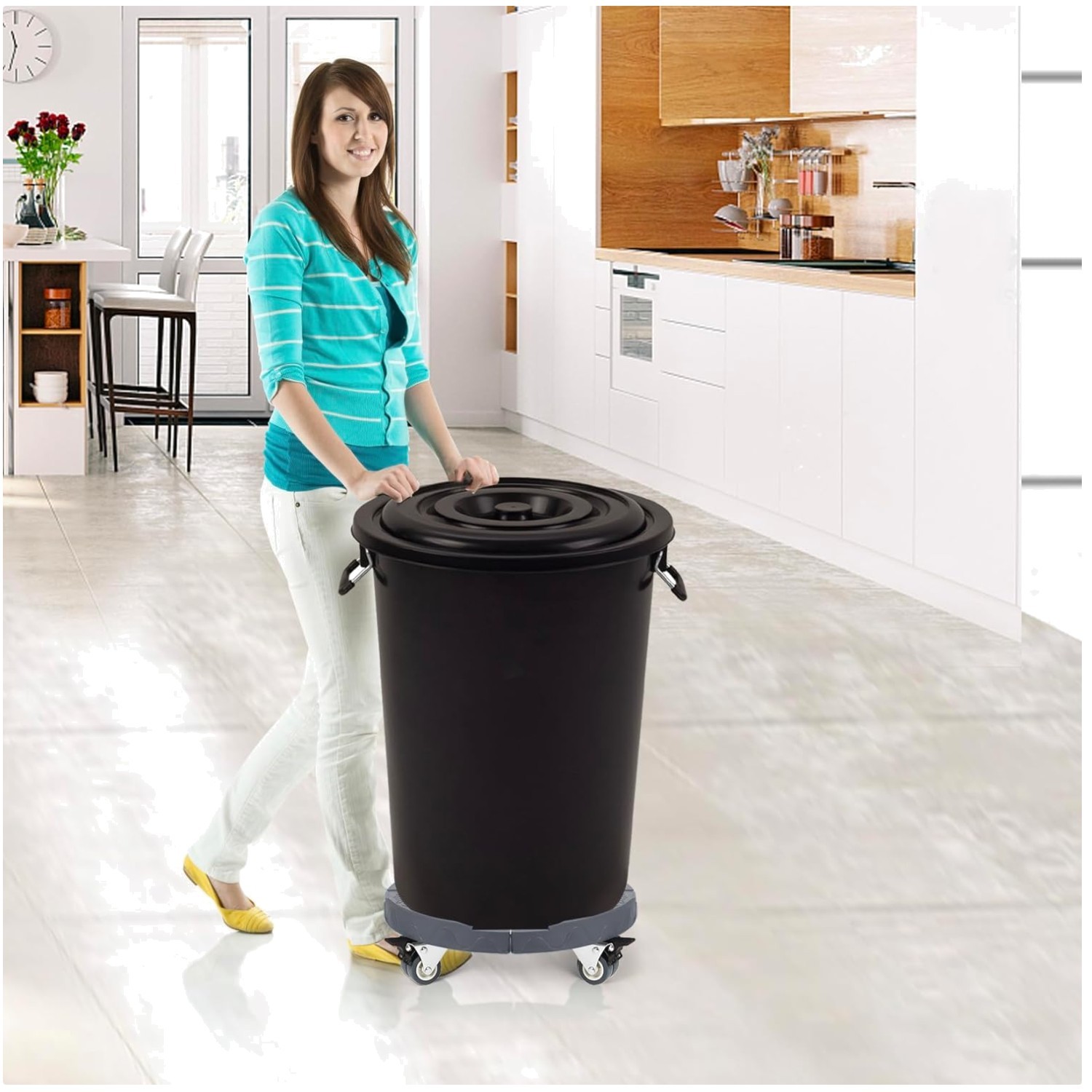 Adjustable Trash Can Roller Base - Set of 2 gallery