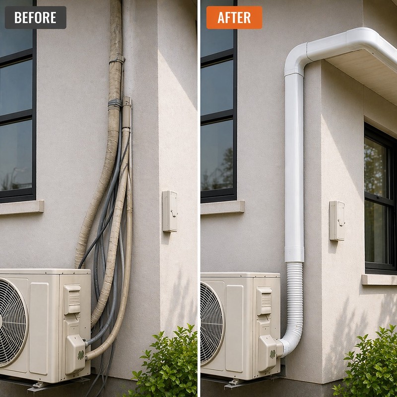 For Mini Split/Central Air Conditioner Decorative PVC 3" W Line Set Cover Kit gallery