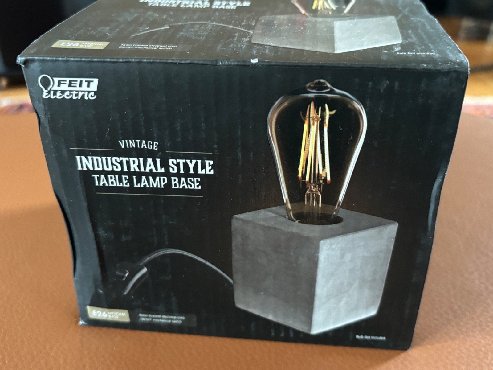NEW Feit Electric Concrete Gray 60W Industrial Style Cube Lamp Base Only gallery