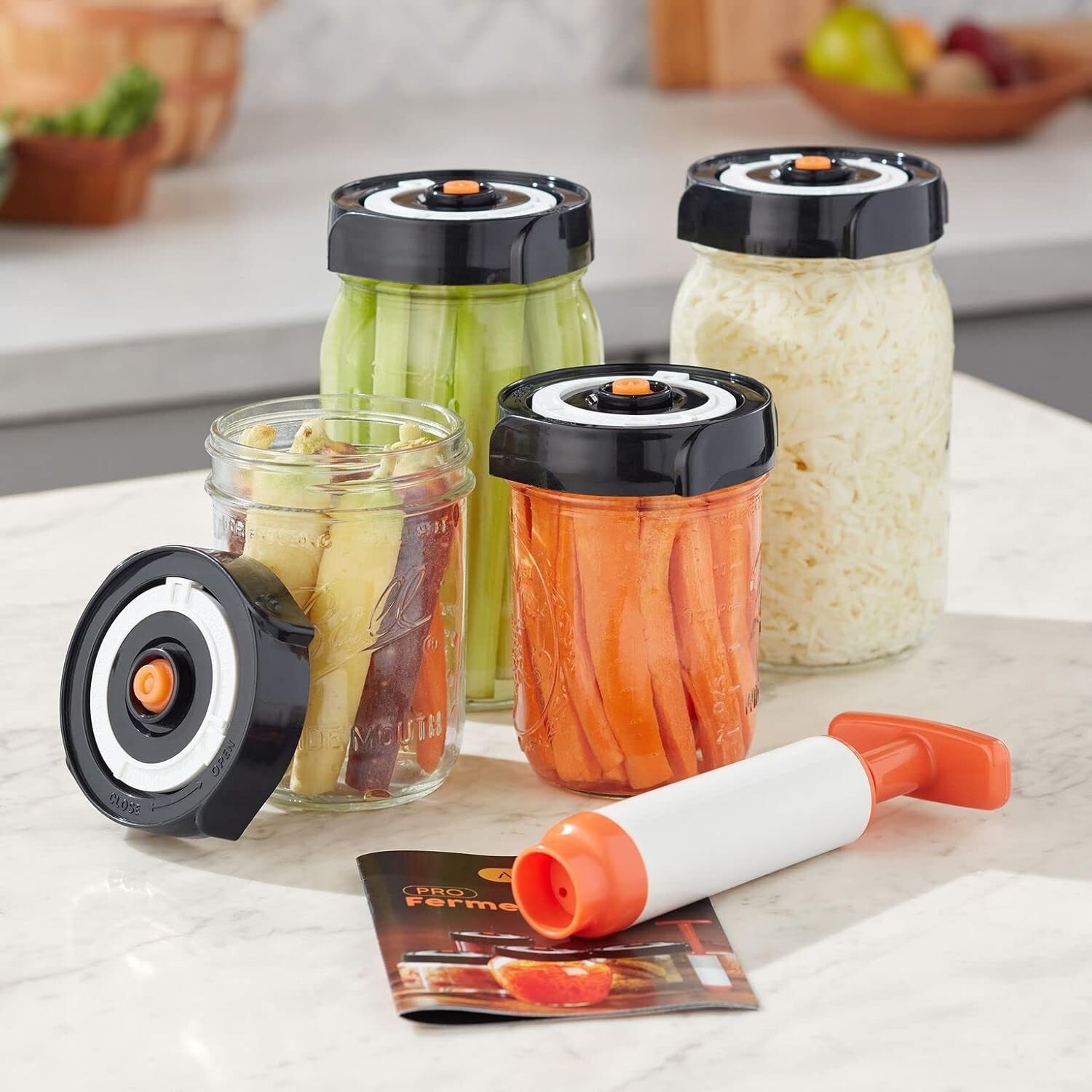 Fermentation Kit With 4 Wide Mouth Fermenting Lids with oxygen pump gallery