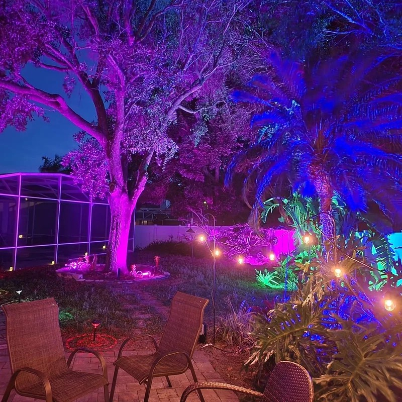 LED Outdoor 800W Equivalent Bluetooth Smart Color Change Landscape Flood Lights gallery