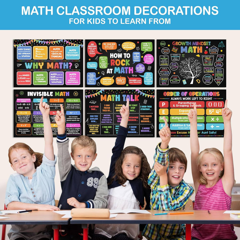 6 Pcs Math Posters (11"X16") - Math Classroom Supplies for Teachers, Decorations gallery