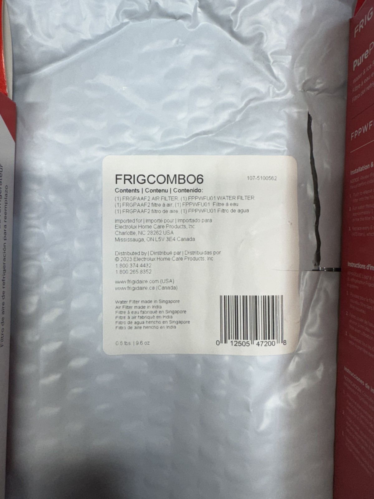 FRIGIDAIRE PUREPOUR PWF-1 & RAF-2 PUREAIR WATER FILTER COMBO KIT gallery
