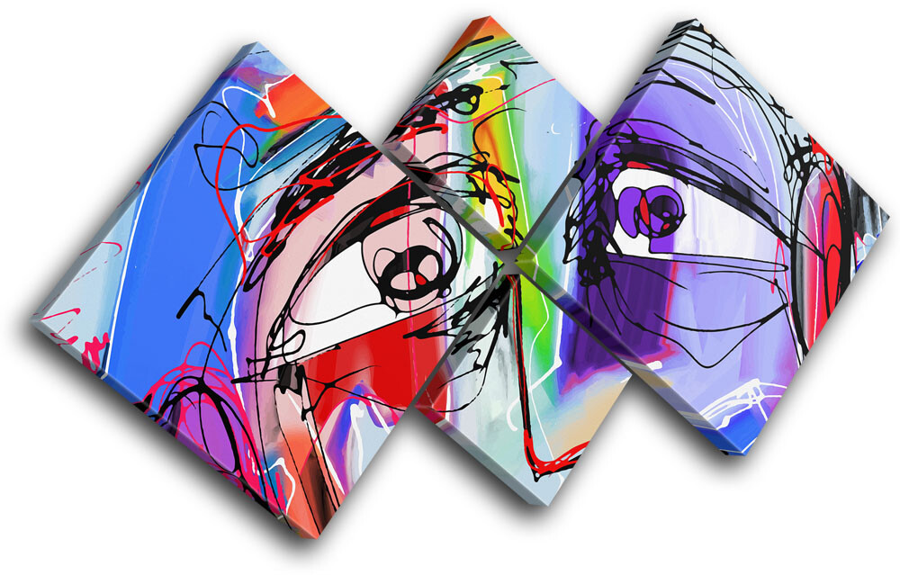 Contemporary Modern Human Face Abstract MULTI CANVAS WALL ART Picture Print gallery