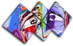 Contemporary Modern Human Face Abstract MULTI CANVAS WALL ART Picture Print