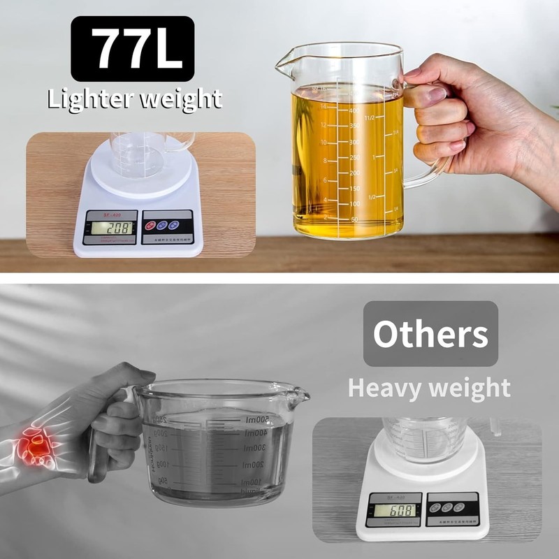 Versatile 500ml Glass Measuring Cup with Accurate Acid-Resistant Scale gallery