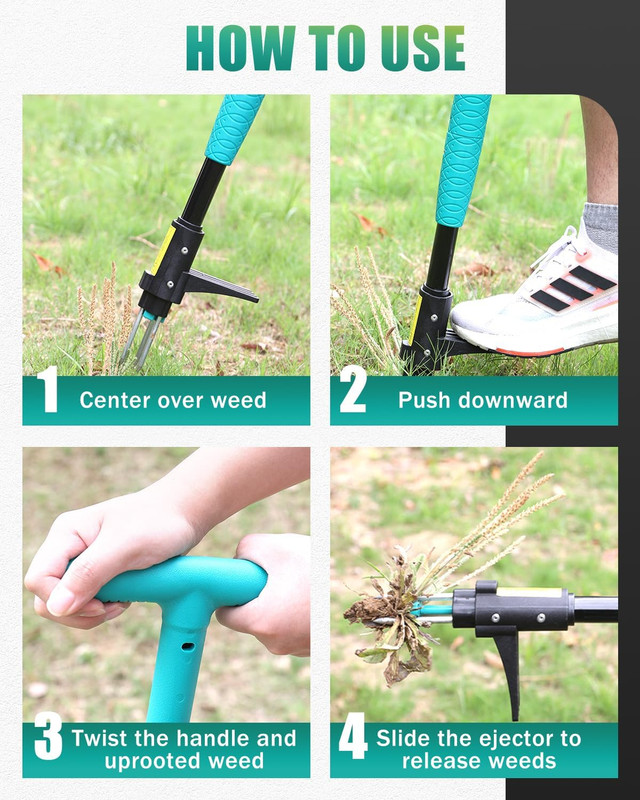 39" Weed Pulling Tool, 3-Claw Detachable Weed Puller Tool with Long Handle, Heav gallery