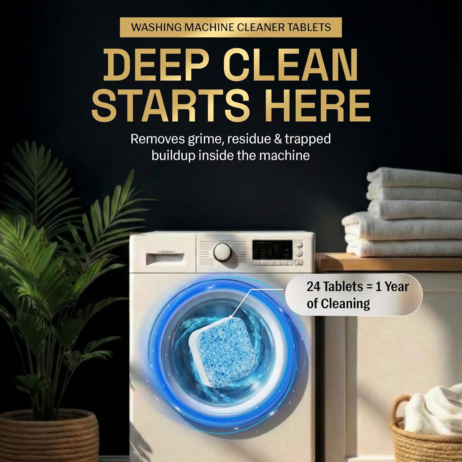 Washing Machine Cleaner Tablets 24 Pack Deep Clean Odor Remover Front Load gallery