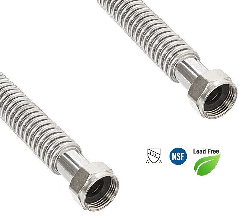 2-PC 1" FIP X 24" Corrugated Stainless Water Heater Supply Connector Hose Lines gallery