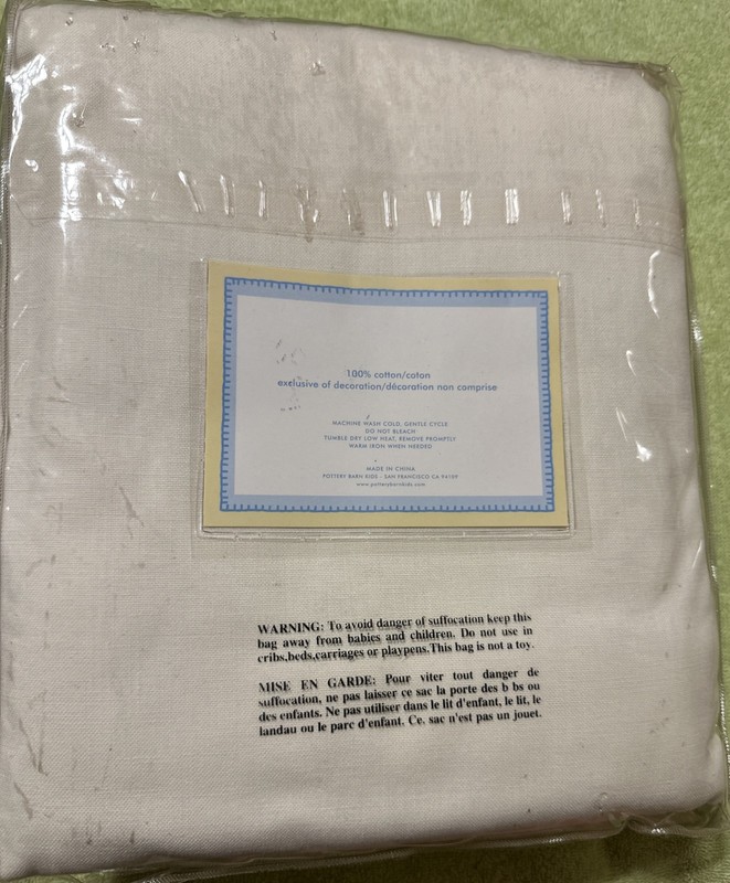 Pottery Barn Kids Easter Tablecloth Bunny Embroidered Green Cotton 70 x 90 NIP gallery