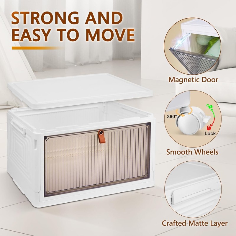 Upgrade Your Space: 4-Tier Plastic Storage Boxes with Translucent Doors & Wheels gallery