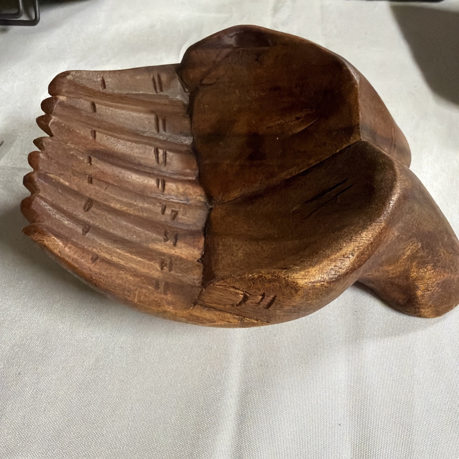 Hand Carved Wood Praying Hands Offering Bowl - Buddhist Altar Meditation Decor gallery