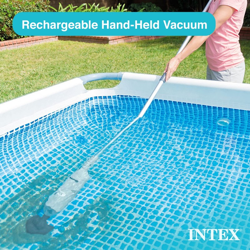 Intex Rechargeable Handheld Above Ground Swimming Pool Vacuum, Gray (Open Box) gallery