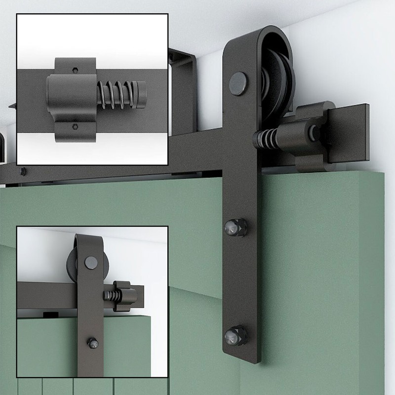 CCJH 4FT-20FT Ceiling Mount Sliding Barn Door Hardware Track Kit for 1/2 Door gallery