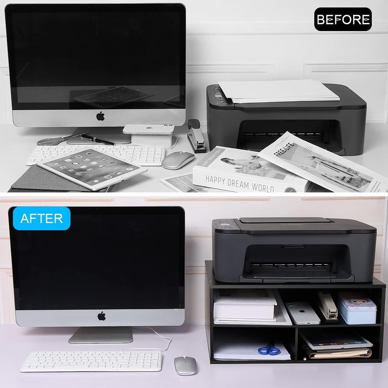 Printer Stand for Desk - 2 Tier Desktop Printer Stand with Paper Storage, Pri... gallery