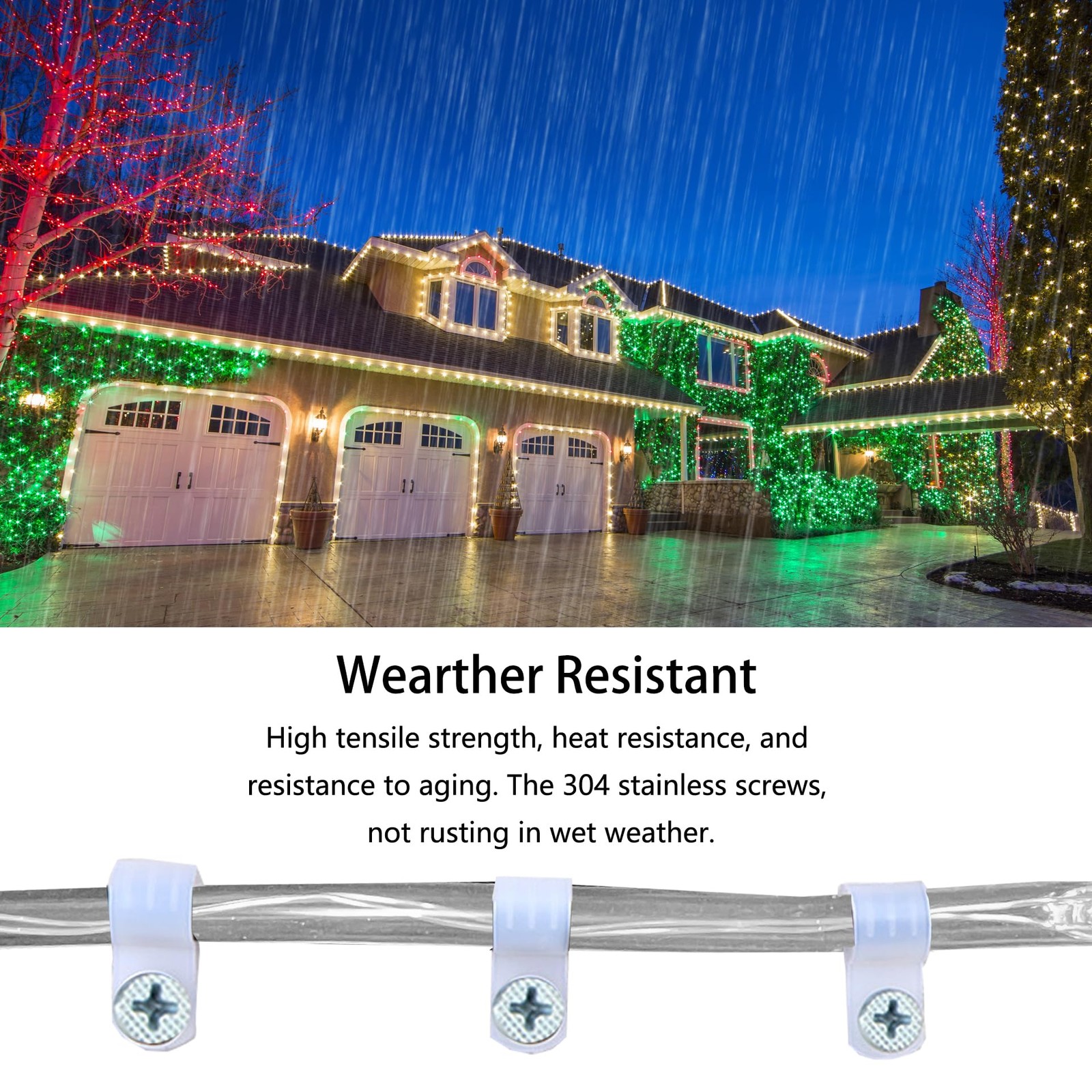 50 Pack 1/5 Inch Rope Light Clips with Stainless Steel Screws P-Style Outdoor... gallery
