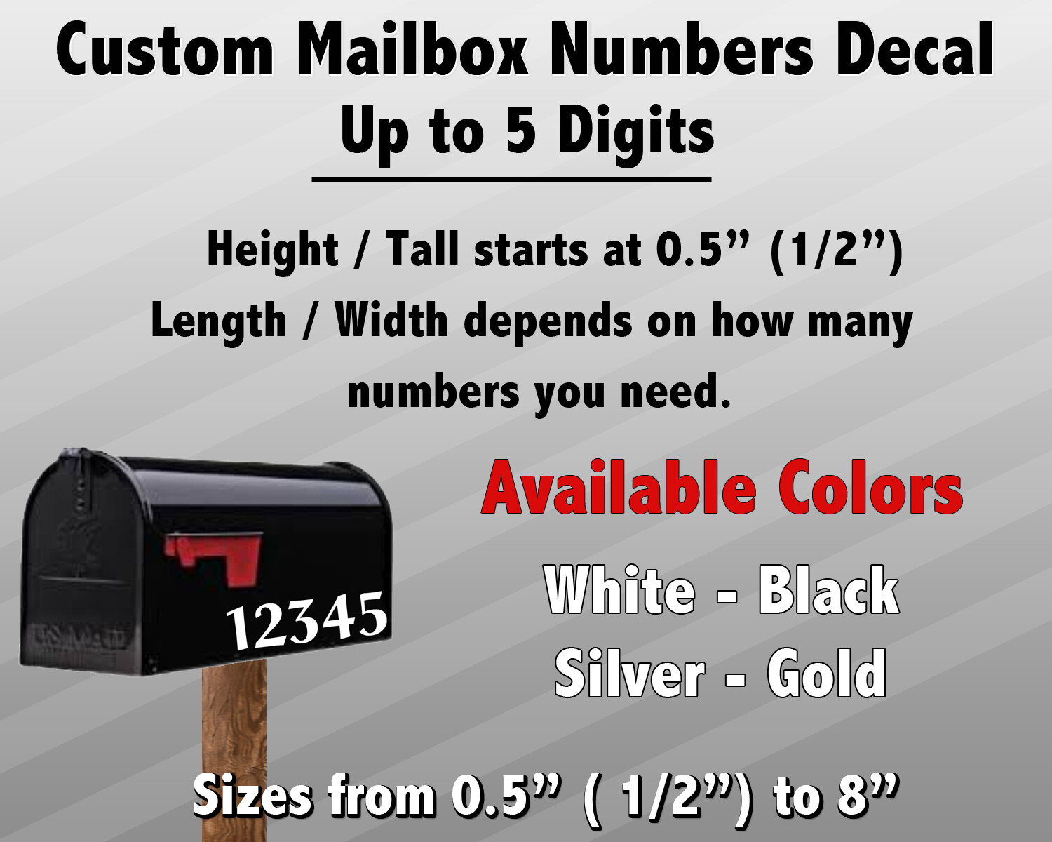 2 pack Custom Mailbox Numbers Vinyl Die-Cut Decal Choose: Font, Color and Size gallery