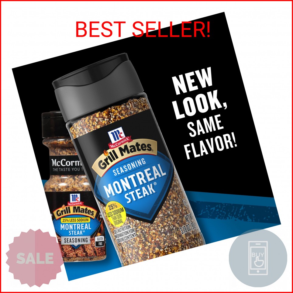 McCormick Grill Mates 25% Less Sodium Montreal Steak Seasoning, 3.18 oz gallery