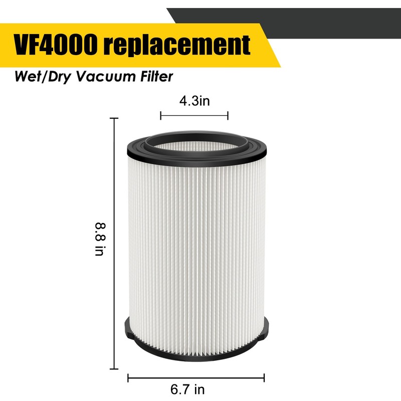 VF4000 Replacement Filter 2 Pack For RIDGID Shop Vac 72947 | Includes 4 Foam Spo gallery