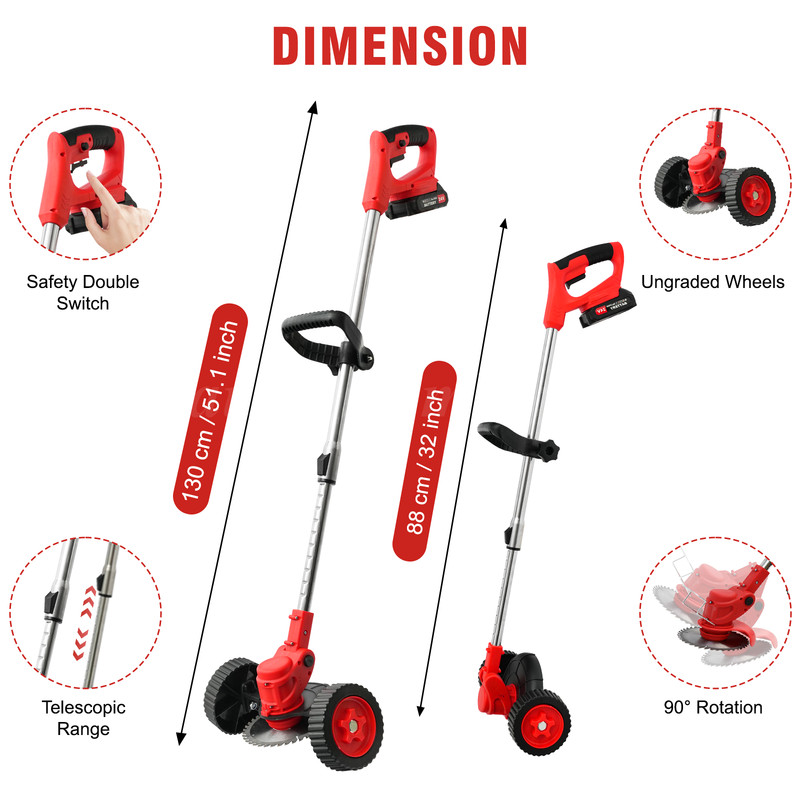 Cordless String Trimmer, Edger WeedWhacker Grass Eater Lawn Cutter 3.0ah Battery gallery