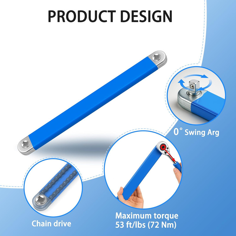 Offset Extension Wrench, Durable Chain Drive Wrench Set with High Hardness and U gallery