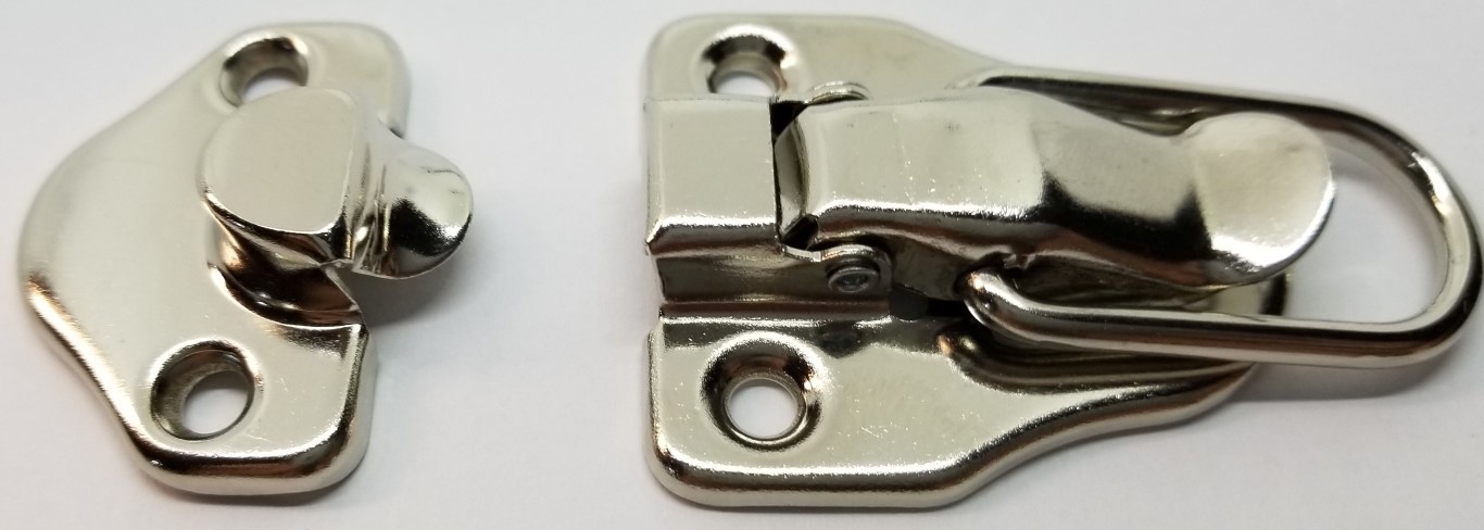 Nickel Plated Drawbolt - antique chest trunk lock latch steamer vintage old case gallery