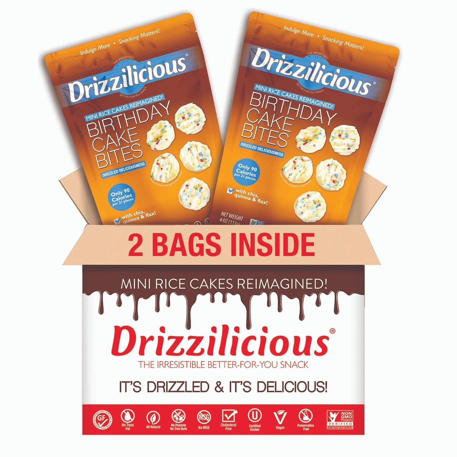 Drizzilicious Mini Flavored Rice Cakes Birthday Cake - 4oz (Pack of 2) gallery