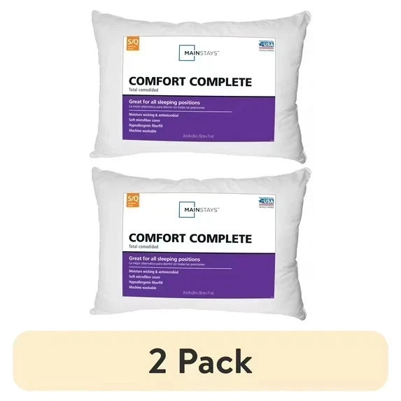 Mainstays Comfort Complete Bed Pillow, Standard/Queen (2 Pack) gallery