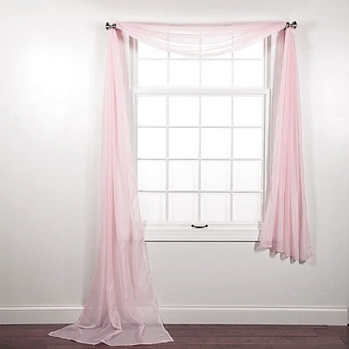 HOTEL HIGH QUALITY 1 LIGHT PINK SCARF VALANCE TOPPER CASCADING SHEER FABRIC gallery