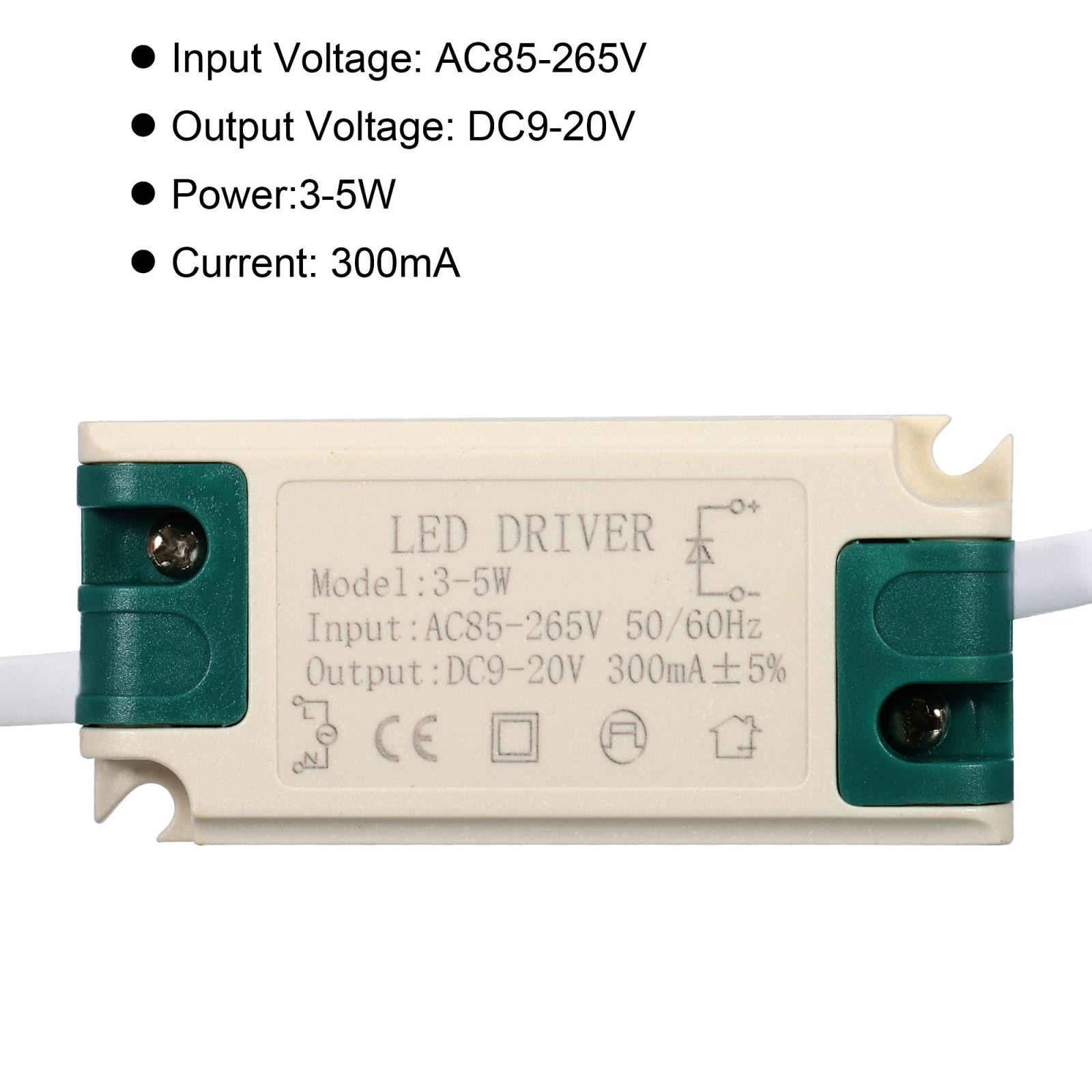 3-5W 300mA LED Driver AC 85-265V Output 9-20V DC Male Connector Transformer gallery