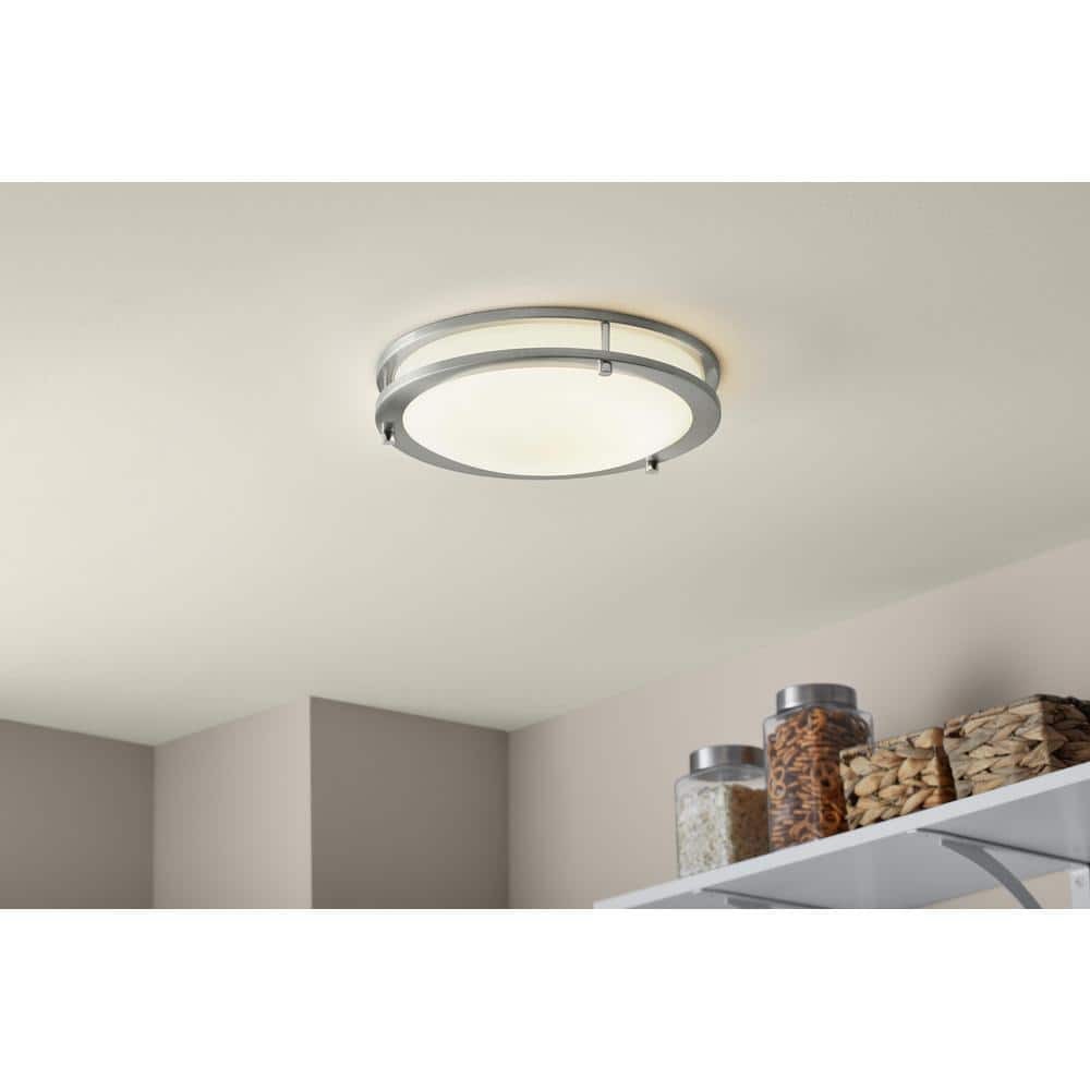 Hampton Bay Flaxmere 12in LED Flush Mount Brushed Nickel 5CCT Dimmable gallery