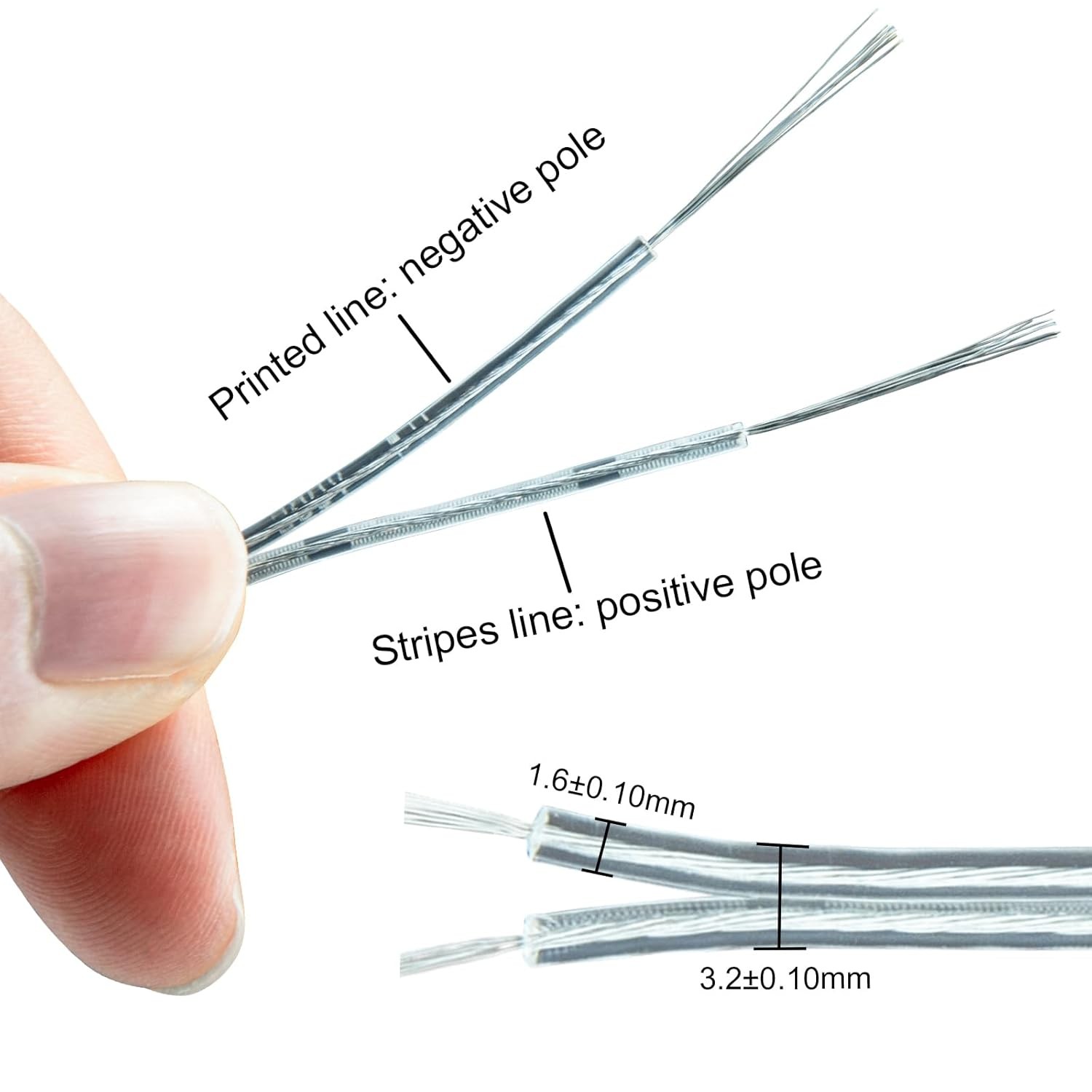 28AWG 2 Conductor Transparent Wire 10 Meters/32.8FT UL Certified 10M, White gallery